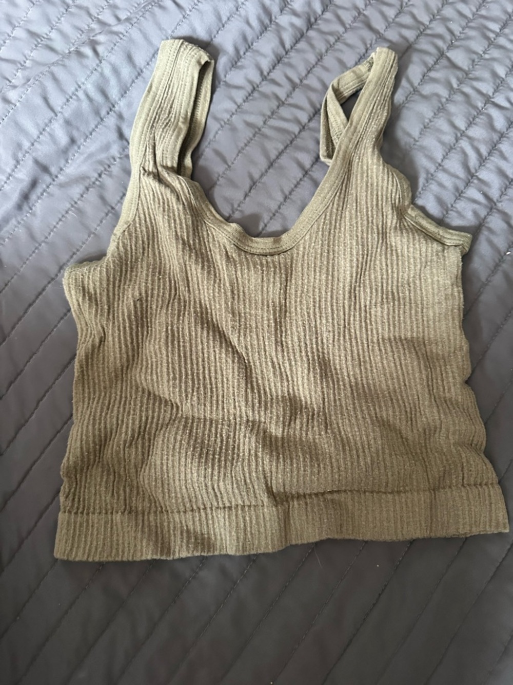 Urban Outfitters Ribbed V-Neck Tank in Pale Olive - Picture 3 of 3